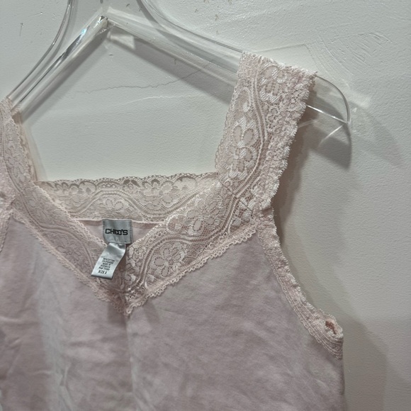 Vintage Chico’s Light Pink Lace Trim Camisole Tank Top Cotton Size 3 Y2K - Picture 5 of 6